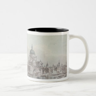 Caneca De Café Em Dois Tons Uma cópia da parte de um desenho por Canaletto, de