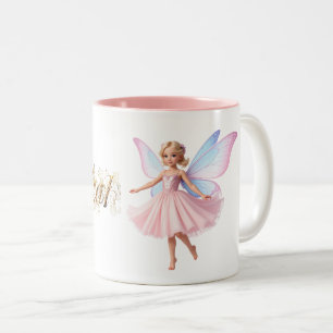 Caneca De Café Em Dois Tons Uma fada mágica em texto decorativo