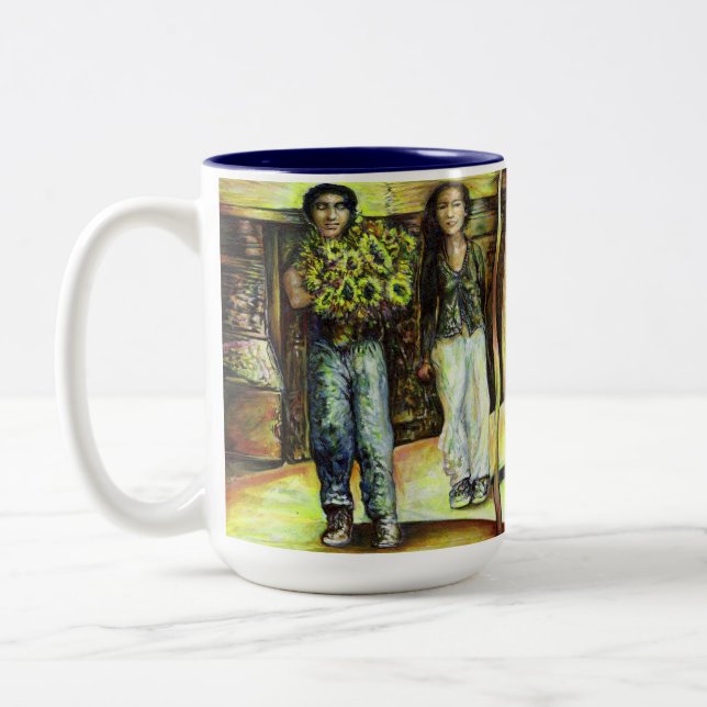 Caneca De Café Em Dois Tons Uma Fase de ChapeI Sistina de um ChaIIenge (Esquerda)