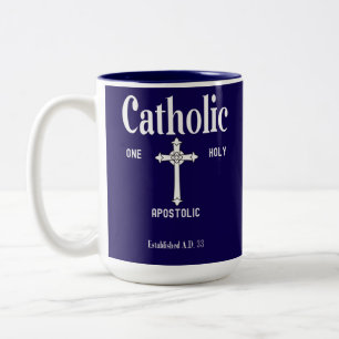 Caneca De Café Em Dois Tons Uma Fé Católica Apostólica e Santa Igreja