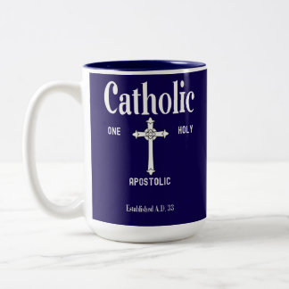 Caneca De Café Em Dois Tons Uma Fé Católica Apostólica e Santa Igreja