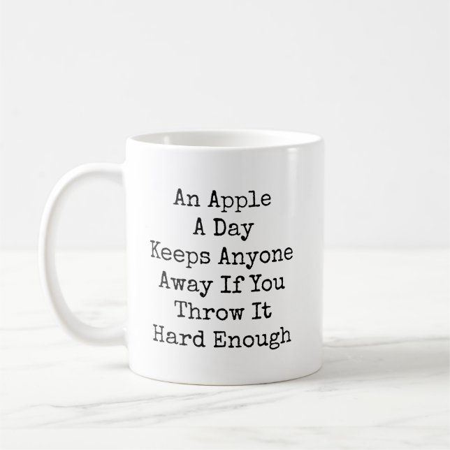 Caneca De Café Em Dois Tons Uma Maçã Por Dia Engraçado Sarcástico (Esquerda)
