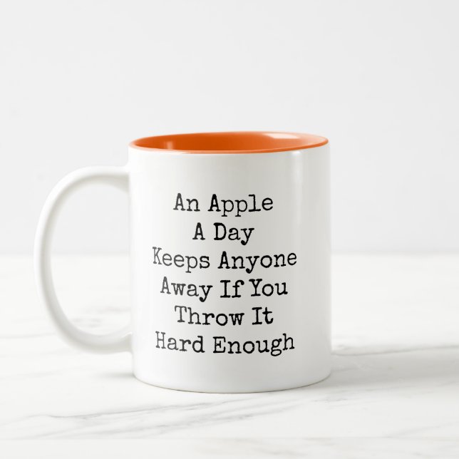 Caneca De Café Em Dois Tons Uma Maçã Por Dia Engraçado Sarcástico (Esquerda)
