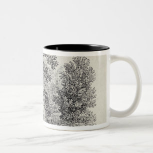 Caneca De Café Em Dois Tons Uma menina que recolhe flores