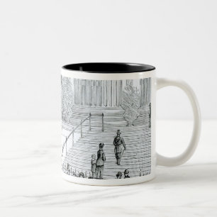 Caneca De Café Em Dois Tons Uma multidão admira um pulso de disparo pneumáti