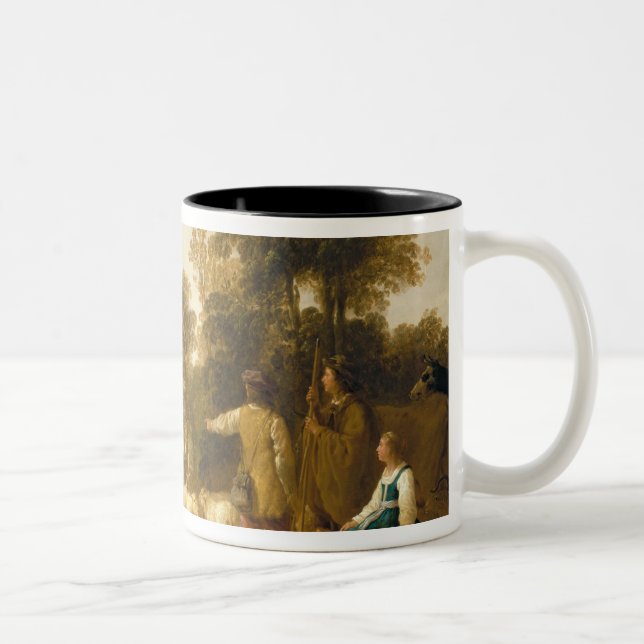 Caneca De Café Em Dois Tons Uma paisagem com pastores e Shepherdesses (Direita)