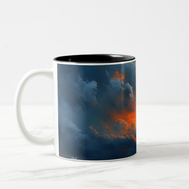 Caneca De Café Em Dois Tons Uma paisagem sazonal Dramática Na Pintura Do Sol (Esquerda)