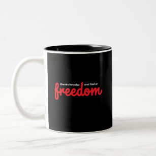 Caneca De Café Em Dois Tons Uma Palavra Que Diz Citação Inspiradora Liberdade