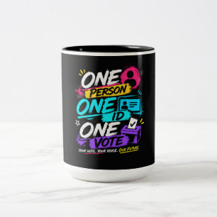 Caneca De Café Em Dois Tons Uma Pessoa, Um ID, Um Voto