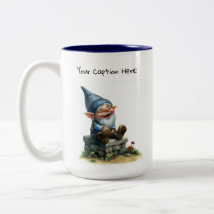 Caneca De Café Em Dois Tons Uma pintura aquarela de um Gnomo Cute