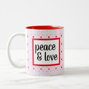 Caneca De Café Em Dois Tons Uma tipografia moderna e bonita: paz e amor