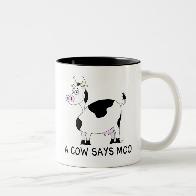 Caneca De Café Em Dois Tons Uma Vaca Diz Moo (Direita)