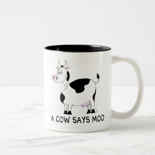 Caneca De Café Em Dois Tons Uma vaca diz o MOO