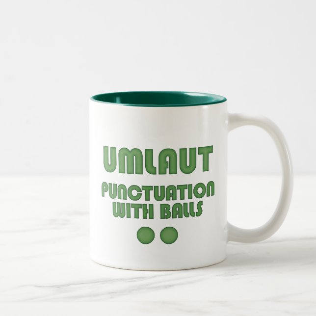 Caneca De Café Em Dois Tons Umlaut Balls (Verde) (Direita)