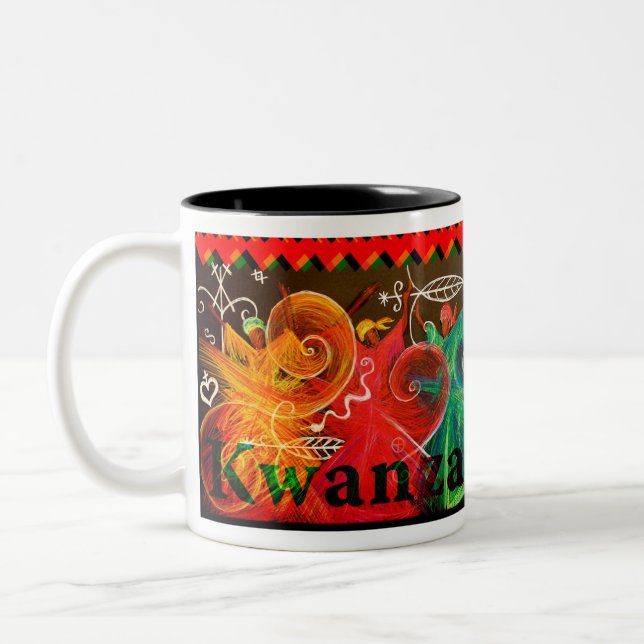 Caneca De Café Em Dois Tons Umoja! - Kwanzaa (Esquerda)