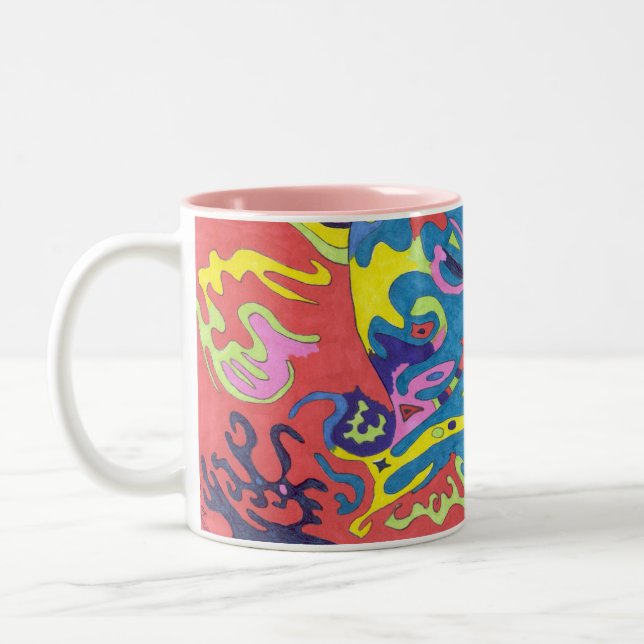 Caneca De Café Em Dois Tons "Underwater Playground" Abstrato Art (Esquerda)