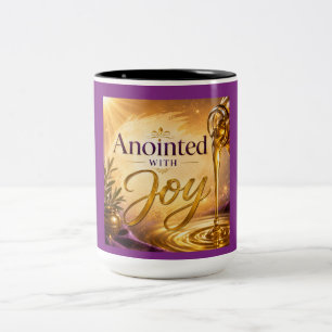 Caneca De Café Em Dois Tons Ungido Com Alegria