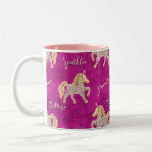 Caneca De Café Em Dois Tons Unicorn Rosa Sparkles