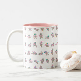 Caneca De Café Em Dois Tons Unicorn Yoga Poses Pattern Design