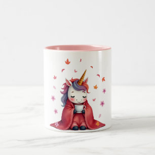 Caneca De Café Em Dois Tons Unicórnio Aconchegante - Unicórnio com Cobertor Be