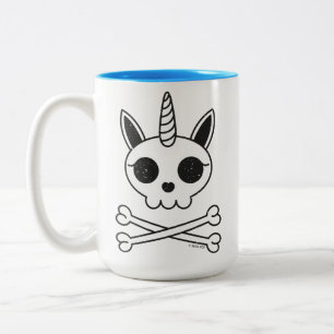 Caneca De Café Em Dois Tons Unicórnio Crânio e Crossbones