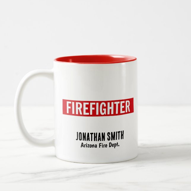 Caneca De Café Em Dois Tons Unique Firefighter in Thin Red Line (Esquerda)
