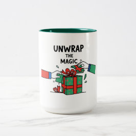 Caneca De Café Em Dois Tons Unwrap the Magic Christmas Gift