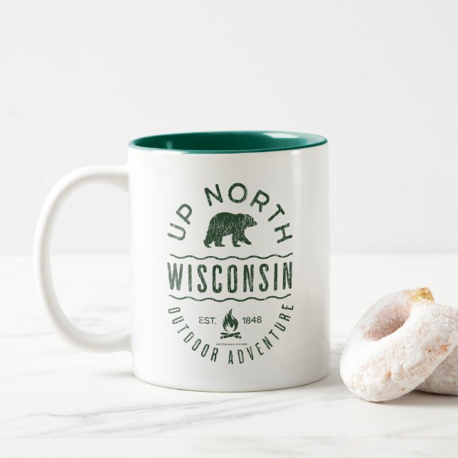 Caneca De Café Em Dois Tons Up North Wisconsin (Com Donut)