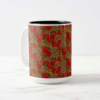 Caneca De Café Em Dois Tons Urban Glam Animal Print With Chains On Red