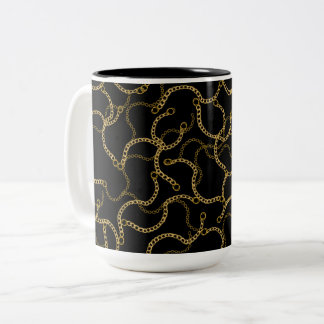 Caneca De Café Em Dois Tons Urban Glam Gold Chains Pattern 