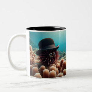 Caneca De Café Em Dois Tons Urchin marinho com chapéu e bi-monos