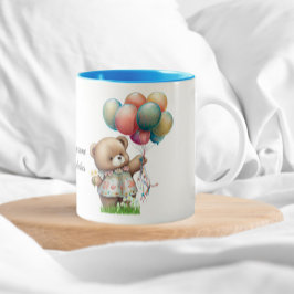 Caneca De Café Em Dois Tons Urso Bonito com Balões Beary Boas Vibes