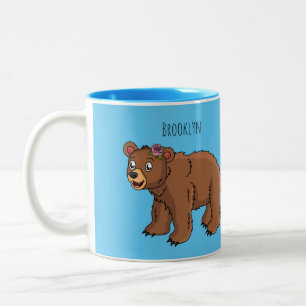 Caneca De Café Em Dois Tons Urso bonito com ilustração de desenho animado de f