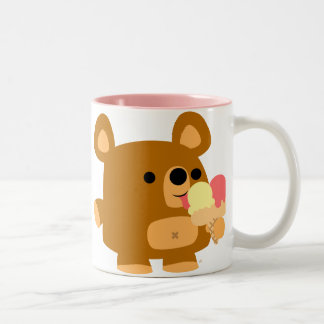 Caneca De Café Em Dois Tons Urso bonito dos desenhos animados com bolas:)