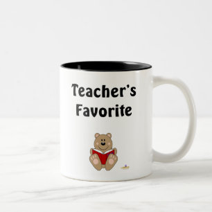 Caneca De Café Em Dois Tons Urso Castanho Bonito Lendo Favorito do Professor