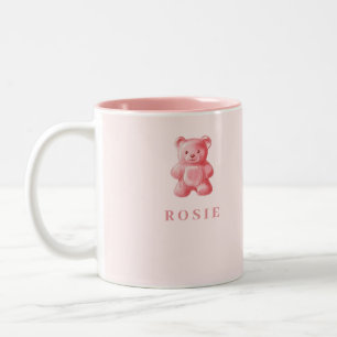 Caneca De Café Em Dois Tons Urso Cinzento Rosa-Cor-de-Água Personalizado
