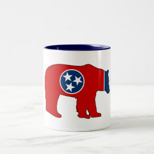 Caneca De Café Em Dois Tons Urso da Bandeira do Tennessee