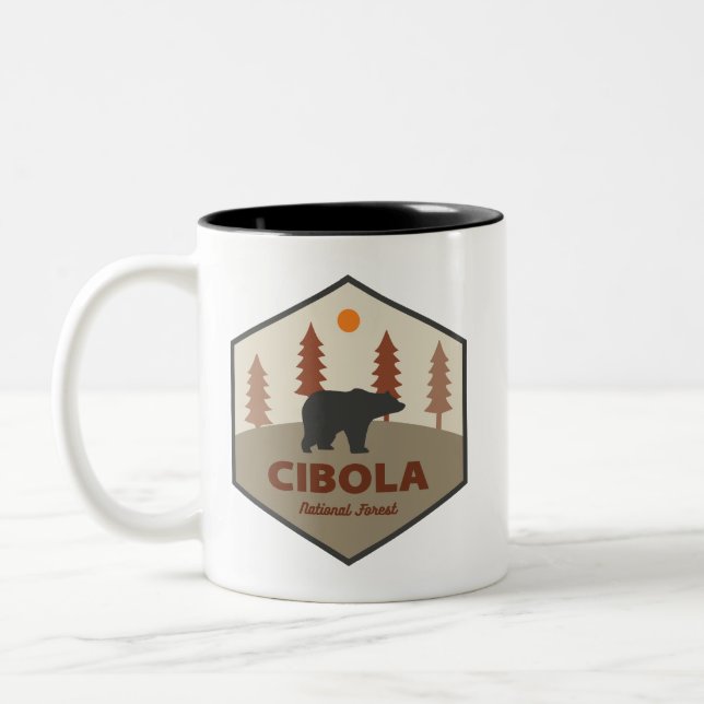Caneca De Café Em Dois Tons Urso da Floresta Nacional Cibola (Esquerda)