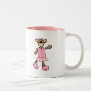 Caneca De Café Em Dois Tons Urso de Ballet com Tutu Rosa