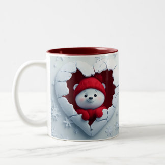 Caneca De Café Em Dois Tons Urso de Feriado Encantador
