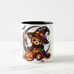 Caneca De Café Em Dois Tons Urso de Halloween Feiticeiro Feriado