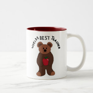 Caneca De Café Em Dois Tons Urso de pelúcia Melhor Professor do Mundo