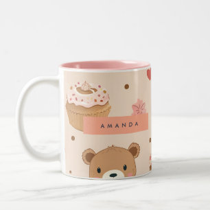 Caneca De Café Em Dois Tons Urso de pelúcia personalizado e deserto de Rosquin