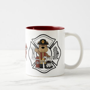 Caneca De Café Em Dois Tons Urso do departamento do fogo do sapador-bombeiro