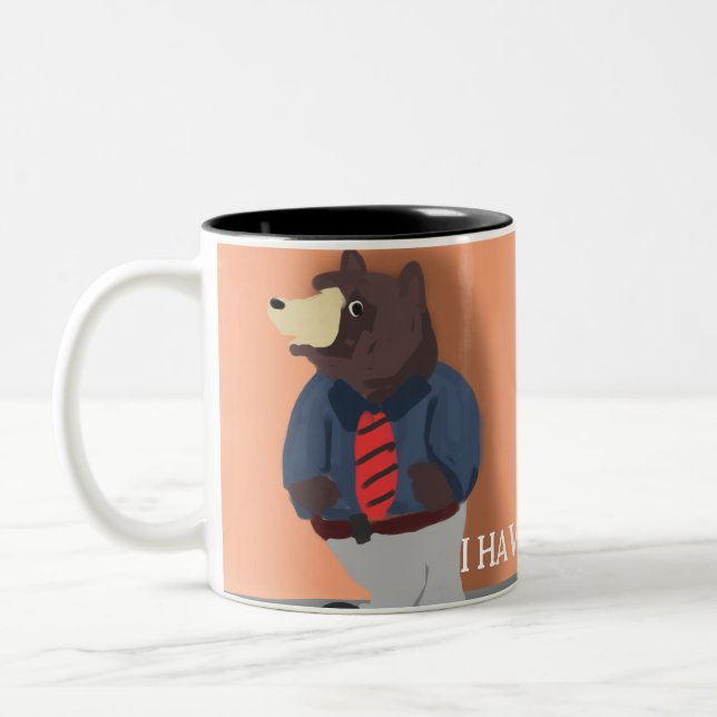 Caneca De Café Em Dois Tons Urso Engraçado (Esquerda)