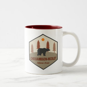 Caneca De Café Em Dois Tons Urso Florestal Nacional Chequamegon-Nicolet
