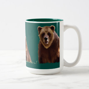 Caneca De Café Em Dois Tons Urso Grizzly Arte Mug, apoiadora da vida selvagem