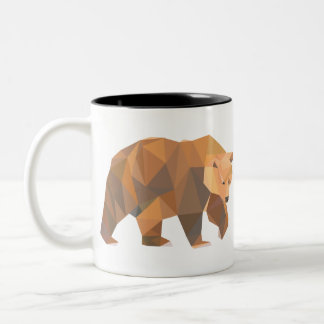 Caneca De Café Em Dois Tons Urso Grizzly Geométrico