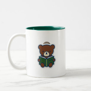 Caneca De Café Em Dois Tons Urso Minimalista Fofo Lendo Livro Cartoon Duas-Ton