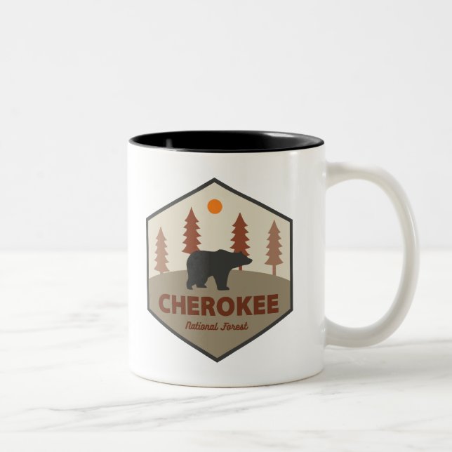 Caneca De Café Em Dois Tons Urso Nacional da Floresta Nacional Cherokee (Direita)